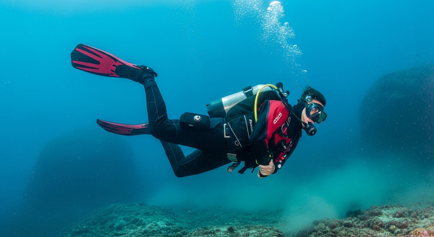 Posición trim horizontal de buceo en La Azohía - Bucea con Rafa